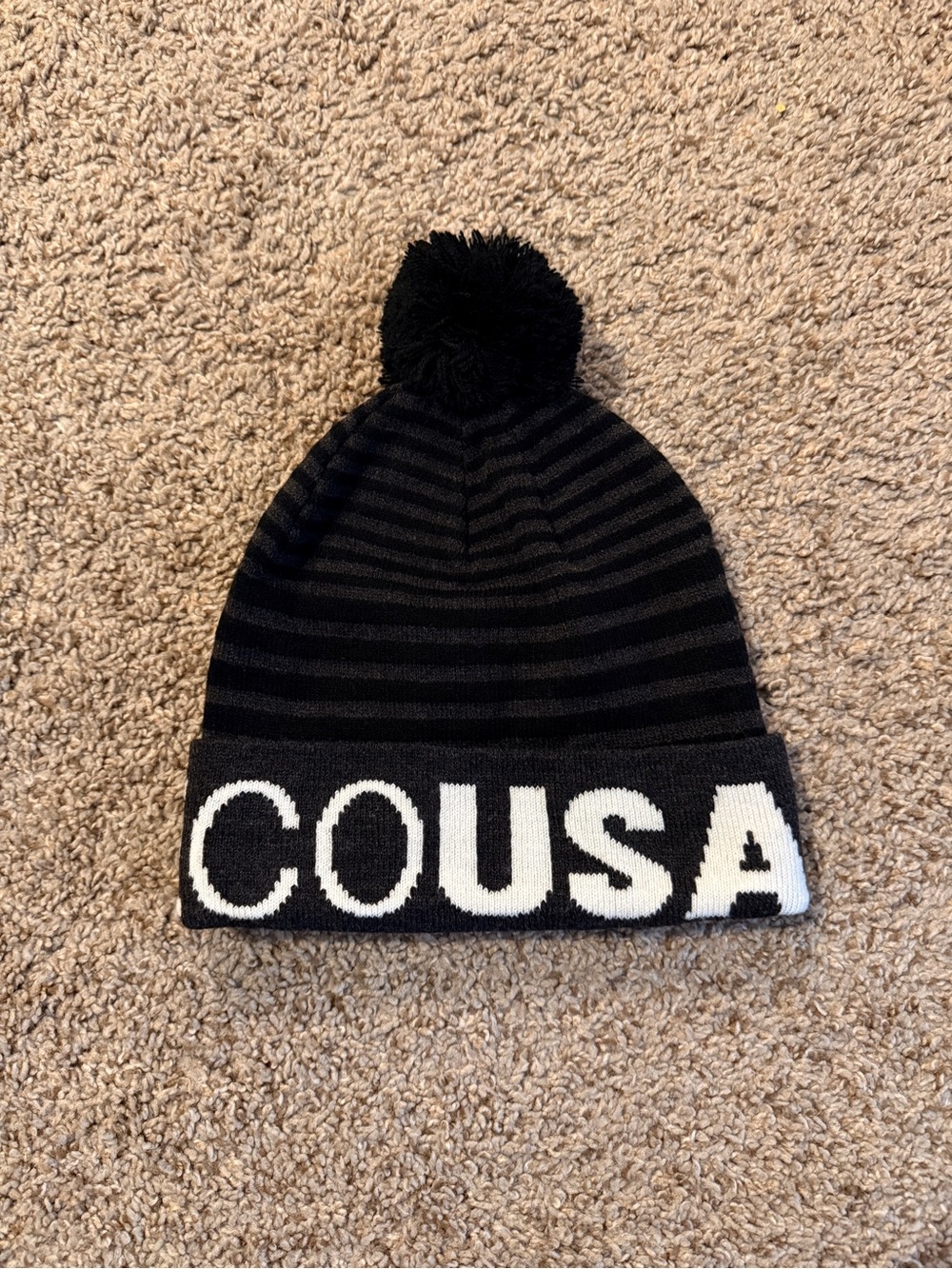 DC Shoes Co USA Pom Pom Beanie Black Gray Striped